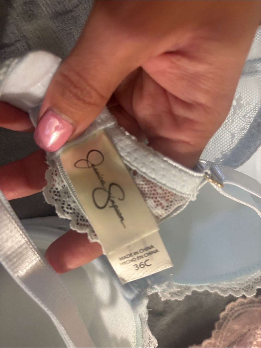 Women's Lace Push up Bra - Pink, Light Blue, and Grey size 36C - Picture 6 of 6